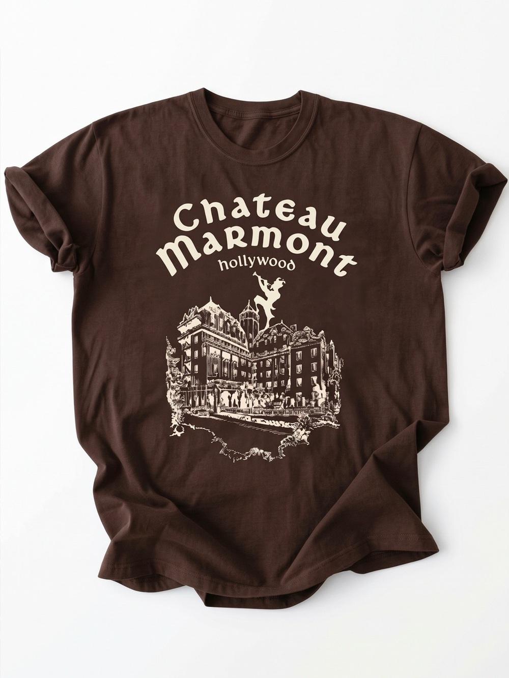 Chateau Marmont Hollywood Hotel Brown Graphic Tee